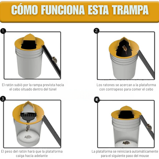 🐭 Trampa para ratones con tapa de cubo: admite hasta 35 ratones