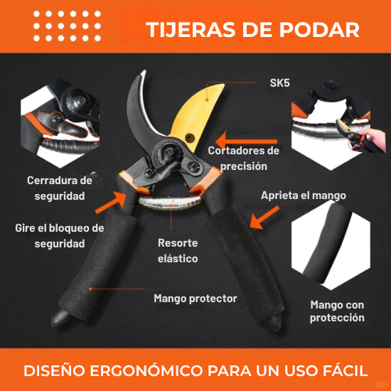 Tijeras de podar profesionales premium de titanio de 8" (GPPS-1003)