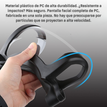 La visera protege la cara, los ojos y las vías respiratorias durante el trabajo