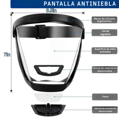 La visera protege la cara, los ojos y las vías respiratorias durante el trabajo