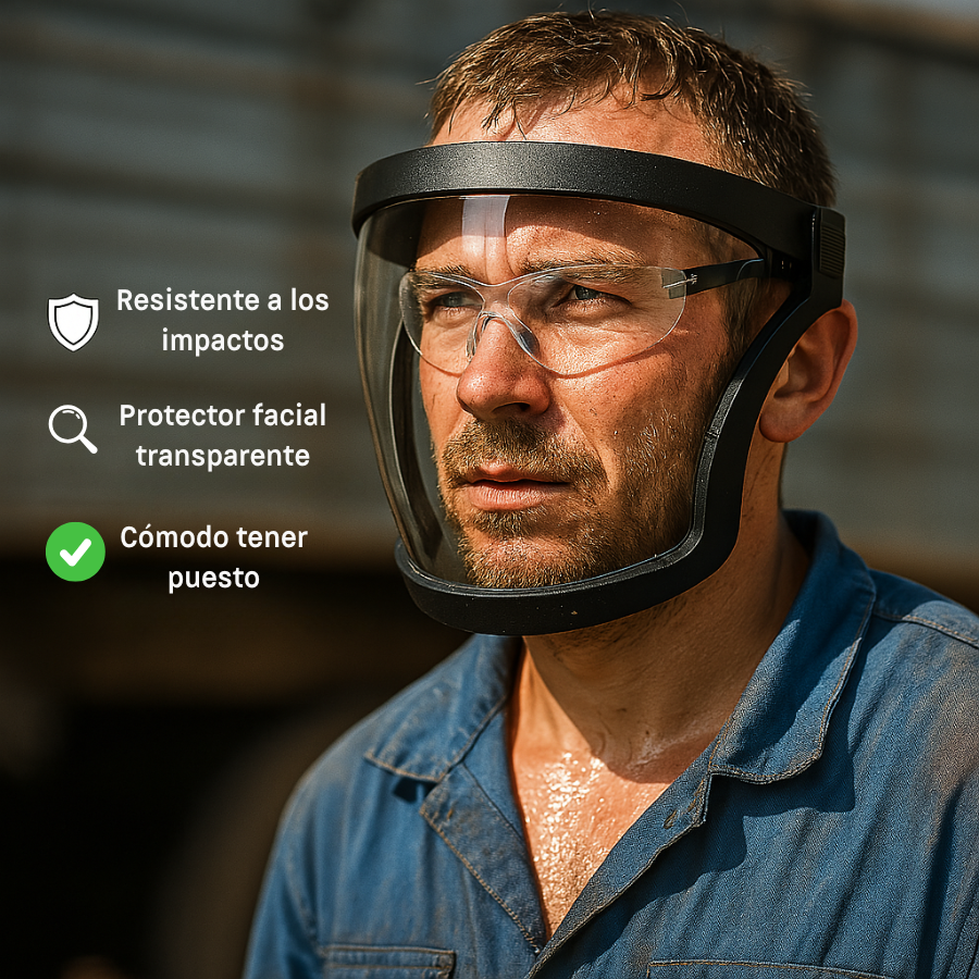 La visera protege la cara, los ojos y las vías respiratorias durante el trabajo