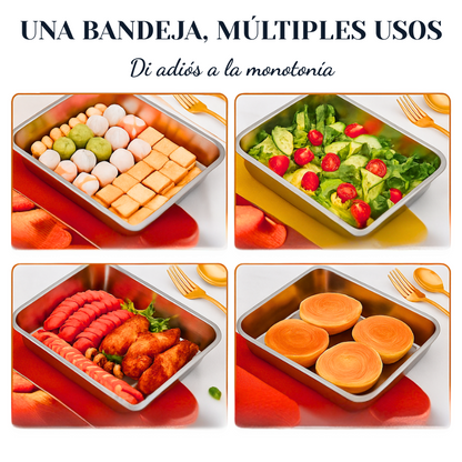 Bandeja de Acero Inoxidable 304 con Tapa Hermética (2.1 L) | ¡70% DE DESCUENTO!