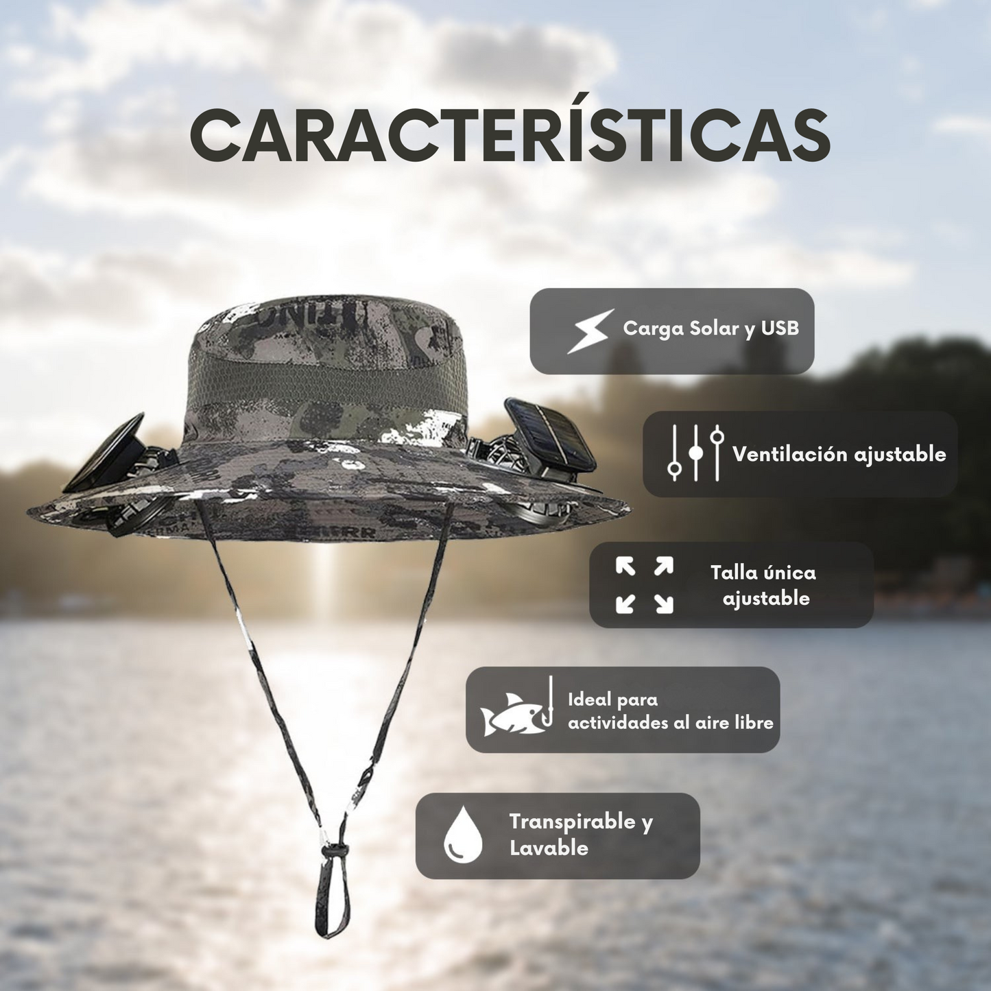 Sombrero Solar con Ventilador – Frescor Manos Libres y Protección UV 360° ☀️