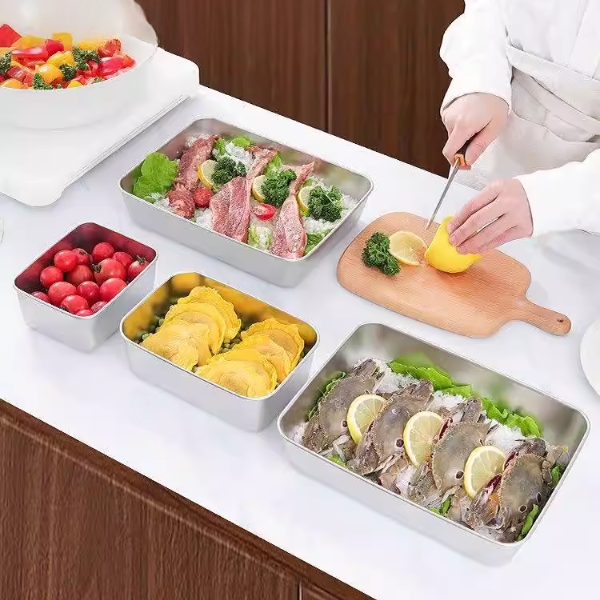 Caixa de armazenamento de alimentos em inox 304 antibacteriana