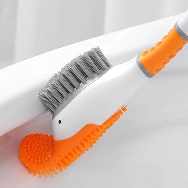 Juego de escobilla de baño con mango largo en forma de pato