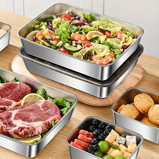 Caja de alimentos de acero inoxidable 304 (25 x 20 x 6 cm)
