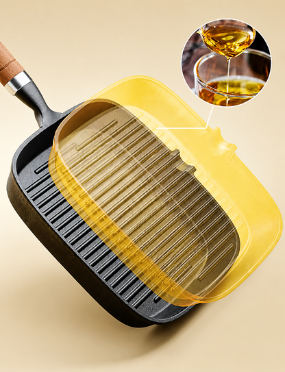 Sartén Grill de Hierro Fundido con Mango de Madera — Antiadherente Natural, Apta para Inducción y Gas