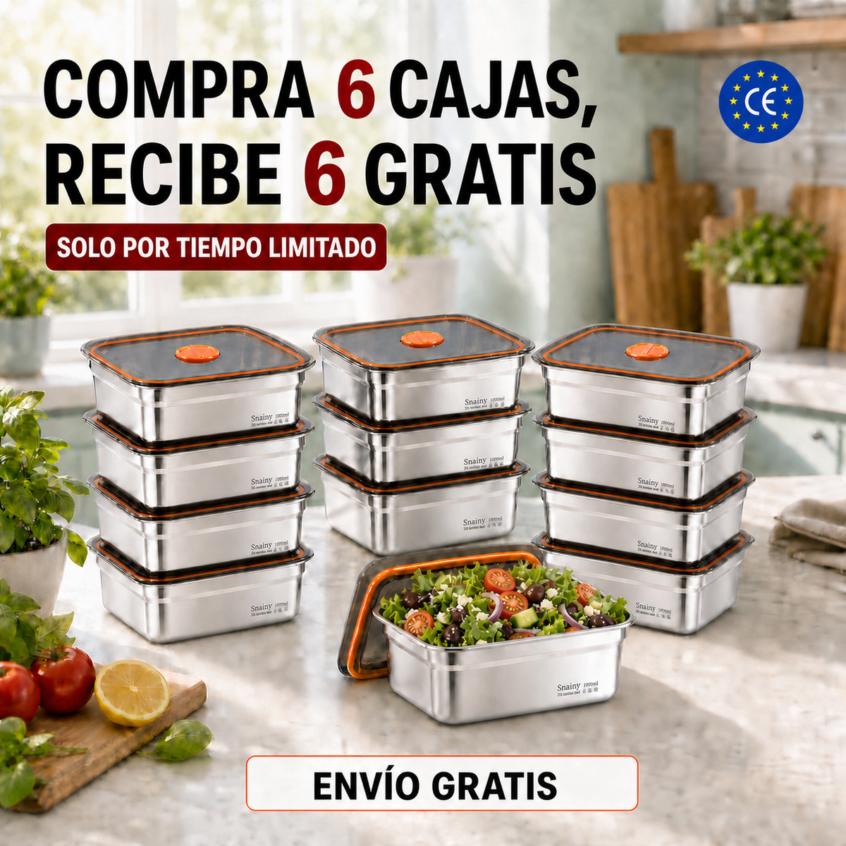 🔥70% DE DESCUENTO | Caja De Comida Al Vacío De Acero Inoxidable Antibacteriana 316 (19 x 13.5 x5.5 cm)