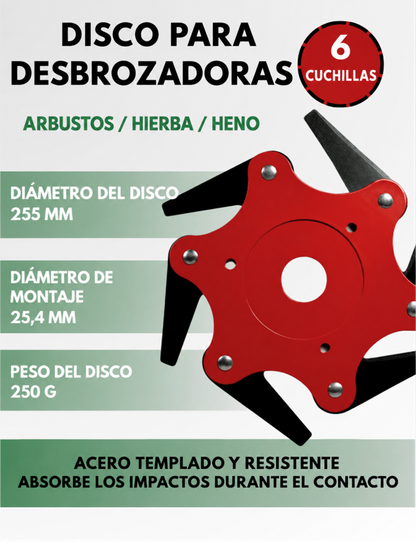 70% DE DESCUENTO | Lama Para Césped Con 6 Dientes De Acero (Accesorios Incluidos) (Bản sao)