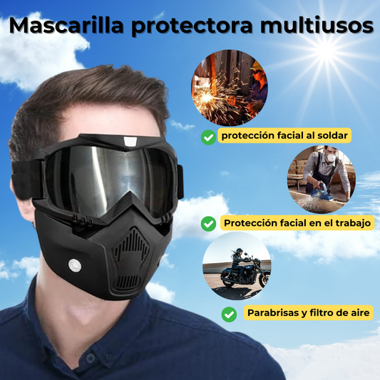 Máscara y gafas multiusos desmontables (soldadura, protección facial, protección solar, protección contra el polvo).