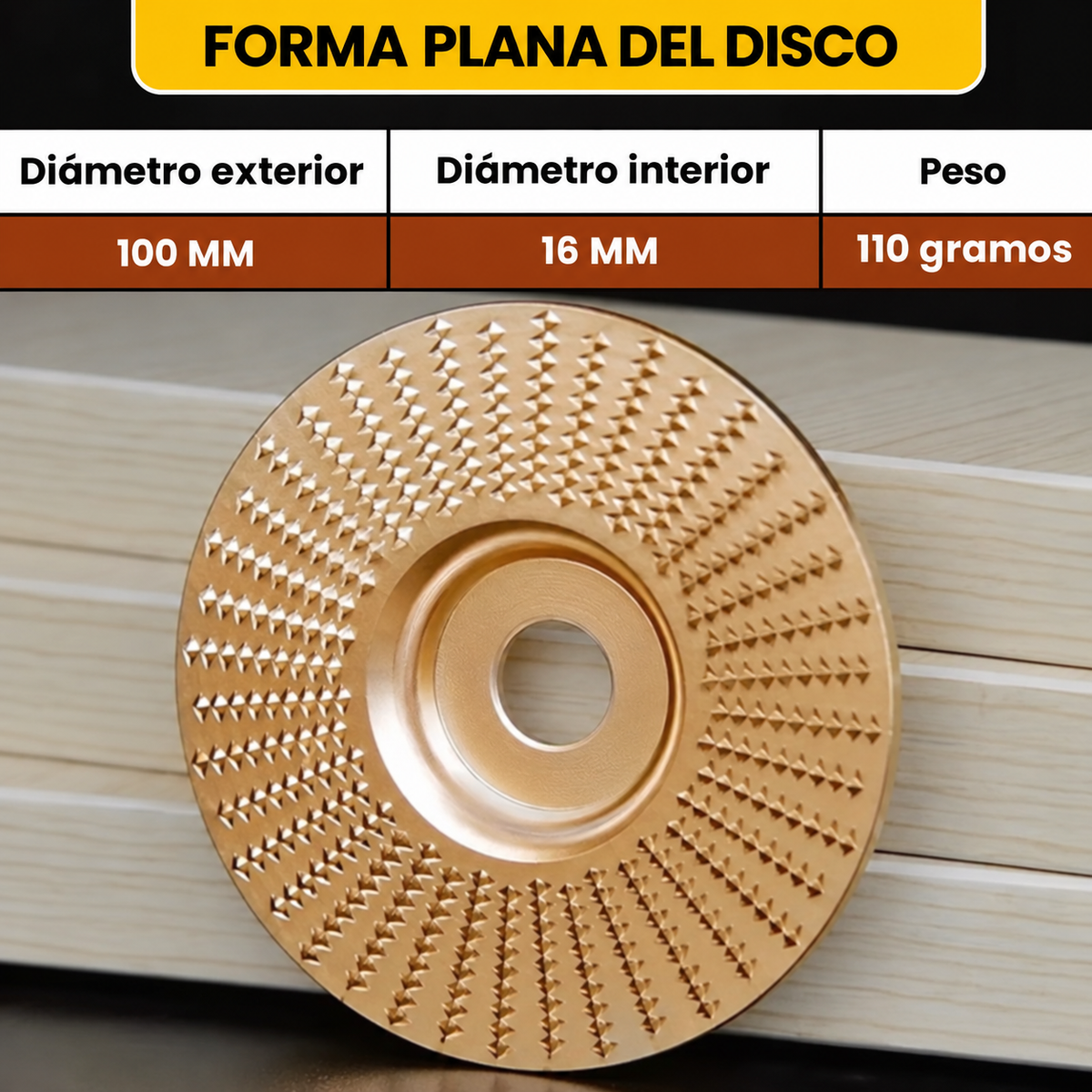 70% DE DESCUENTO | Set de 3 discos de desbaste de acero al carbono resistente para madera (Plano - Curvo - Inclinado)