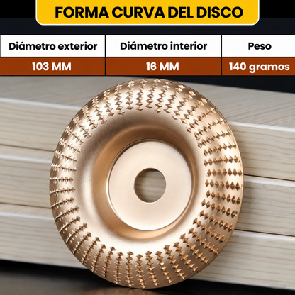 70% DE DESCUENTO | Set de 3 discos de desbaste de acero al carbono resistente para madera (Plano - Curvo - Inclinado)