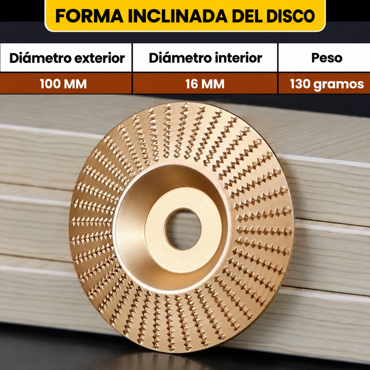 70% DE DESCUENTO | Set de 3 discos de desbaste de acero al carbono resistente para madera (Plano - Curvo - Inclinado)