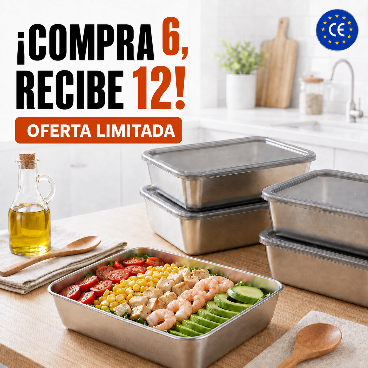 70% DE DESCUENTO | Caja De Alimentos De Acero Inoxidable 304 (25 x 20 x 6 cm)