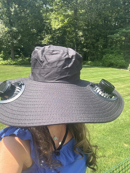 70% DE DESCUENTO | Sombrero Solar con Ventilador – Frescor Manos Libres y Protección UV 360°
