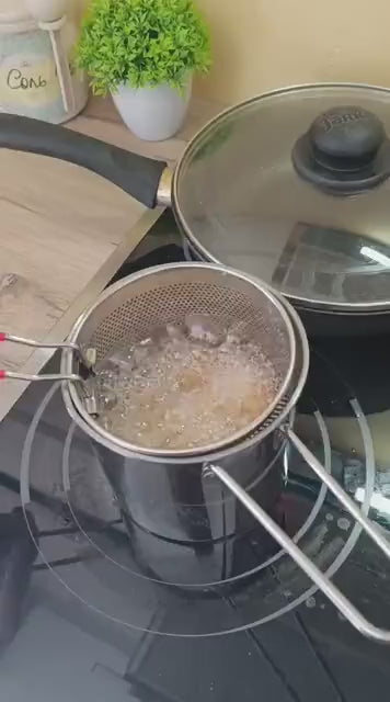 🇪🇸 Olla freidora de 1,2L en acero inoxidable 304 alemán, compatible con cocinas de vitrocerámica e inducción (IH)