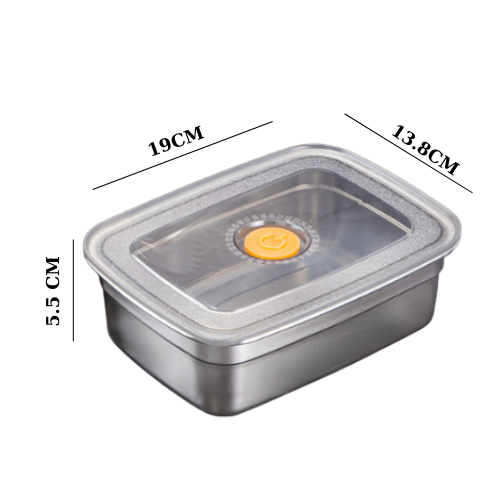 Box de comida al vacío de acero inoxidable antibacteriana 316 (19 x 13,5 x 5,5 cm)