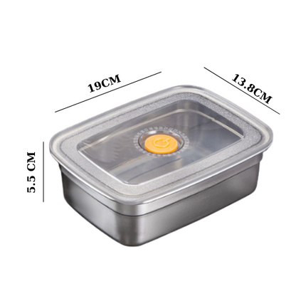 Box de comida al vacío de acero inoxidable antibacteriana 316 (19 x 13,5 x 5,5 cm)