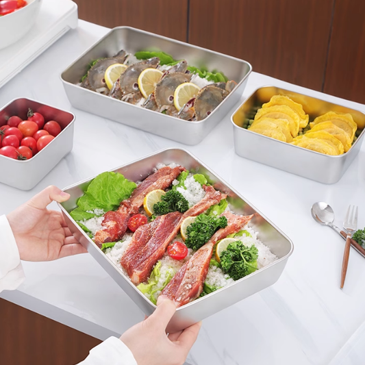 Juego de 3 cajas de acero inoxidable para alimentos