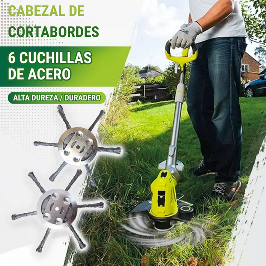 El cabezal del cortacésped tiene 6 bordes de acero inoxidable (Accesorios incluidos)